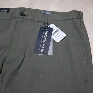 NEW Mizzen + Main Baron Trim Performance Stretch Chino Pants Olive Green 38 x 32